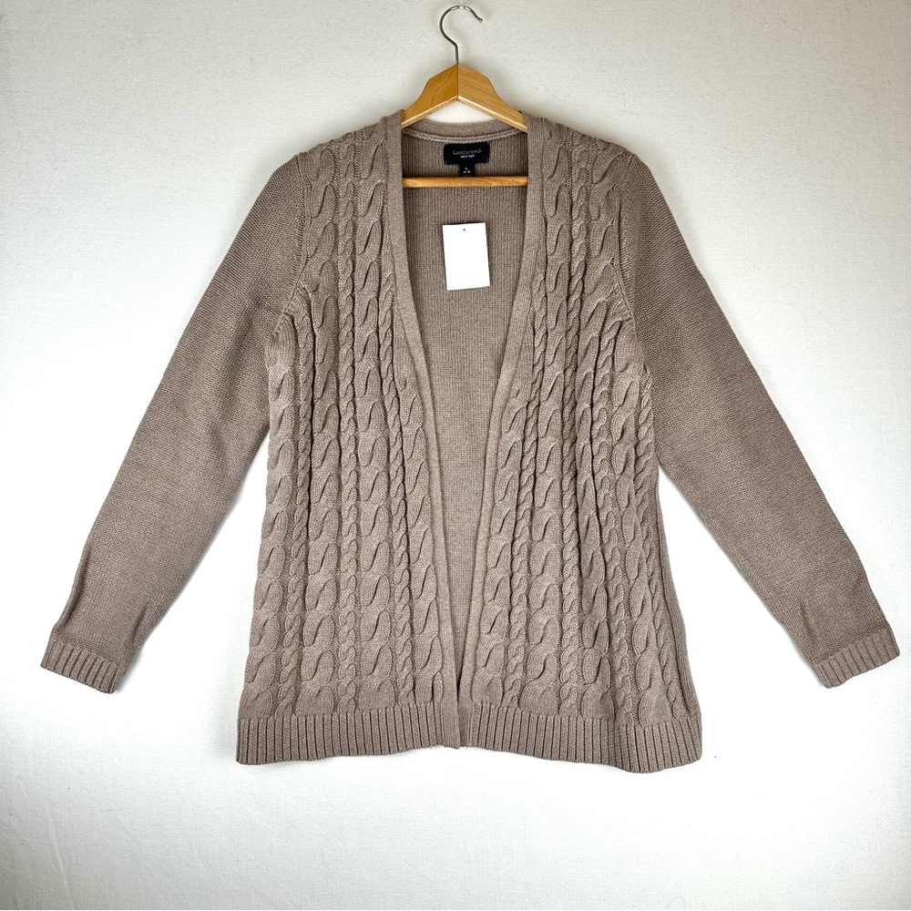 Lands‎ End Drifter Cable Open Front Cardigan NWOT